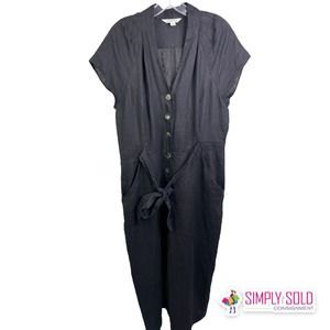 Whistles‎ Anita Frill Sleeve Womens Jumpsuit Button Front VNeck Short Sleeve 12